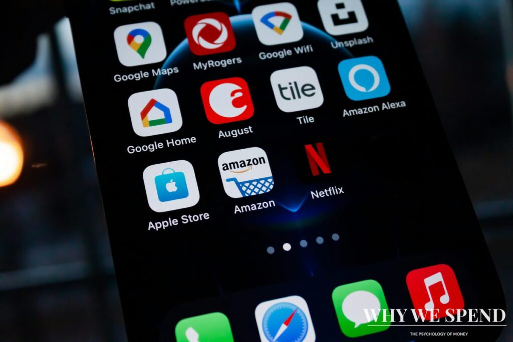 Multiple subscription service apps displayed on smartphone screen