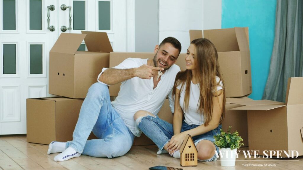 Happy family holding keys to new home representing healthy property decisions