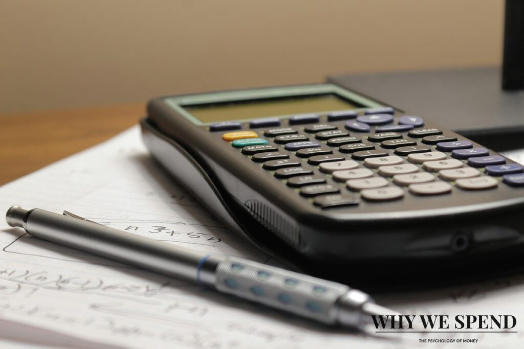 Calculator and notebook for budget planning and financial decision-making