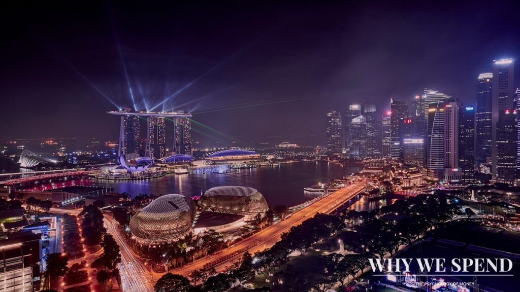 Modern Singapore cityscape at night showing technological advancement
