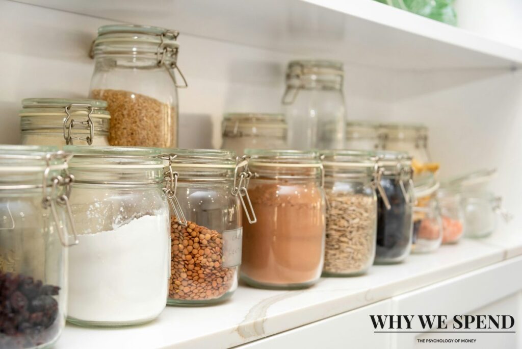 Well-organised home pantry showing sensible stockpiling versus panic hoarding