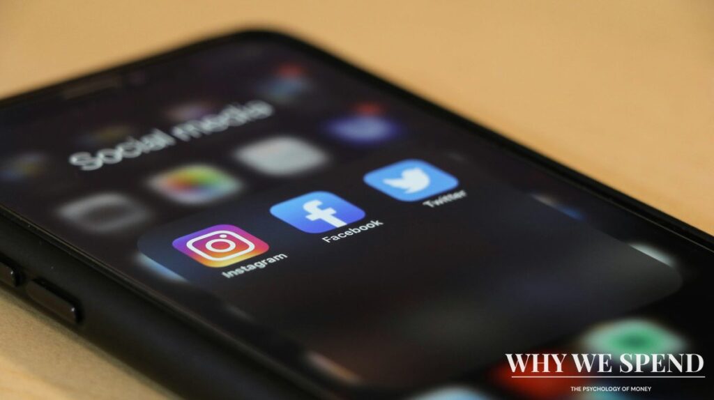 Smartphone screen with social media apps and notifications creating FOMO