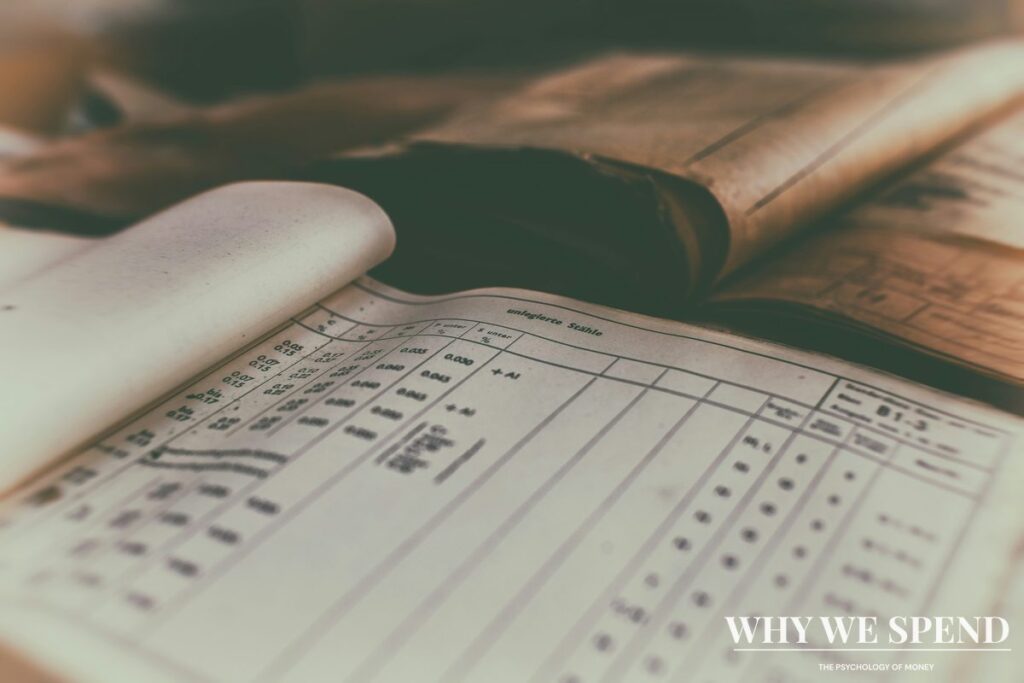 Conceptual image of mental accounting and psychological ledgers about money