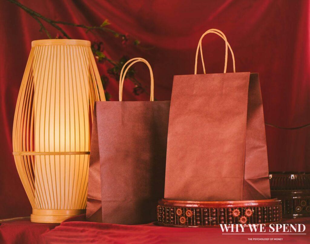Shopping bags carried during seasonal celebration period