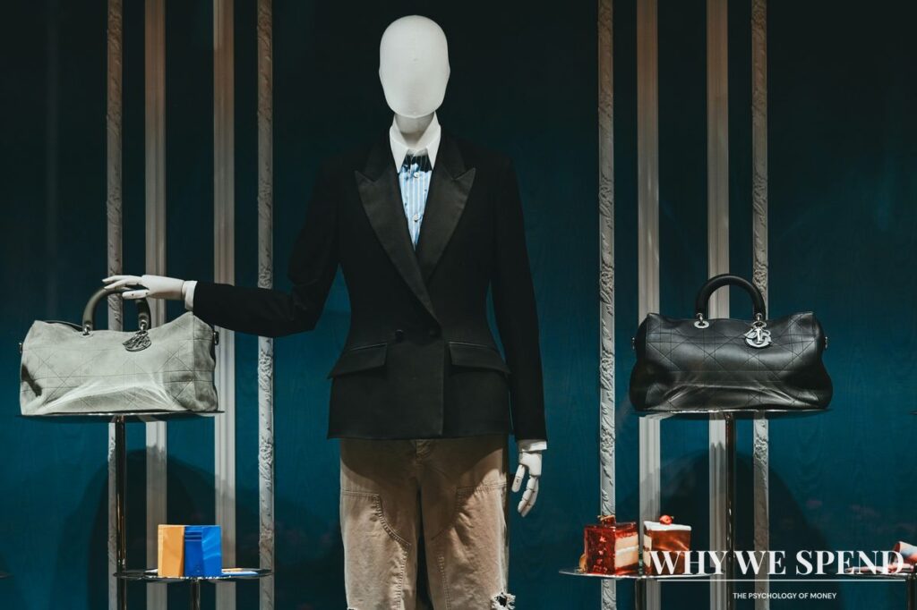 Luxury handbags displayed in exclusive boutique setting